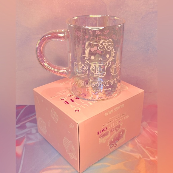 Exclusive, Limited Edition 50th Anniversary Hello Kitty Glass Mug! - Picture 1 of 8